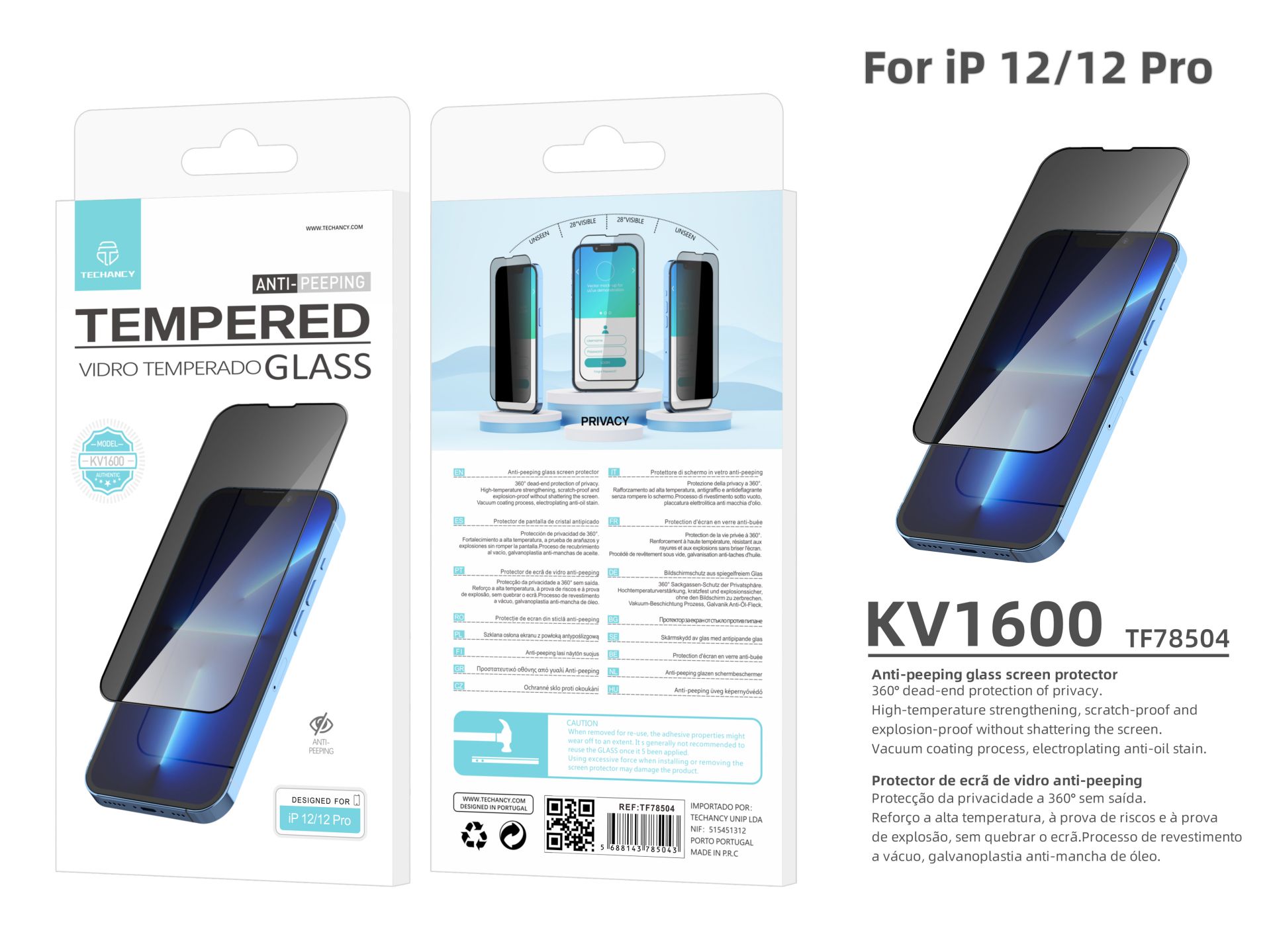 Premium Tempered Glass Privacy für Ip 12/12 Pro Premium Tempered Glass Privacy für Ip 12/12 Pro