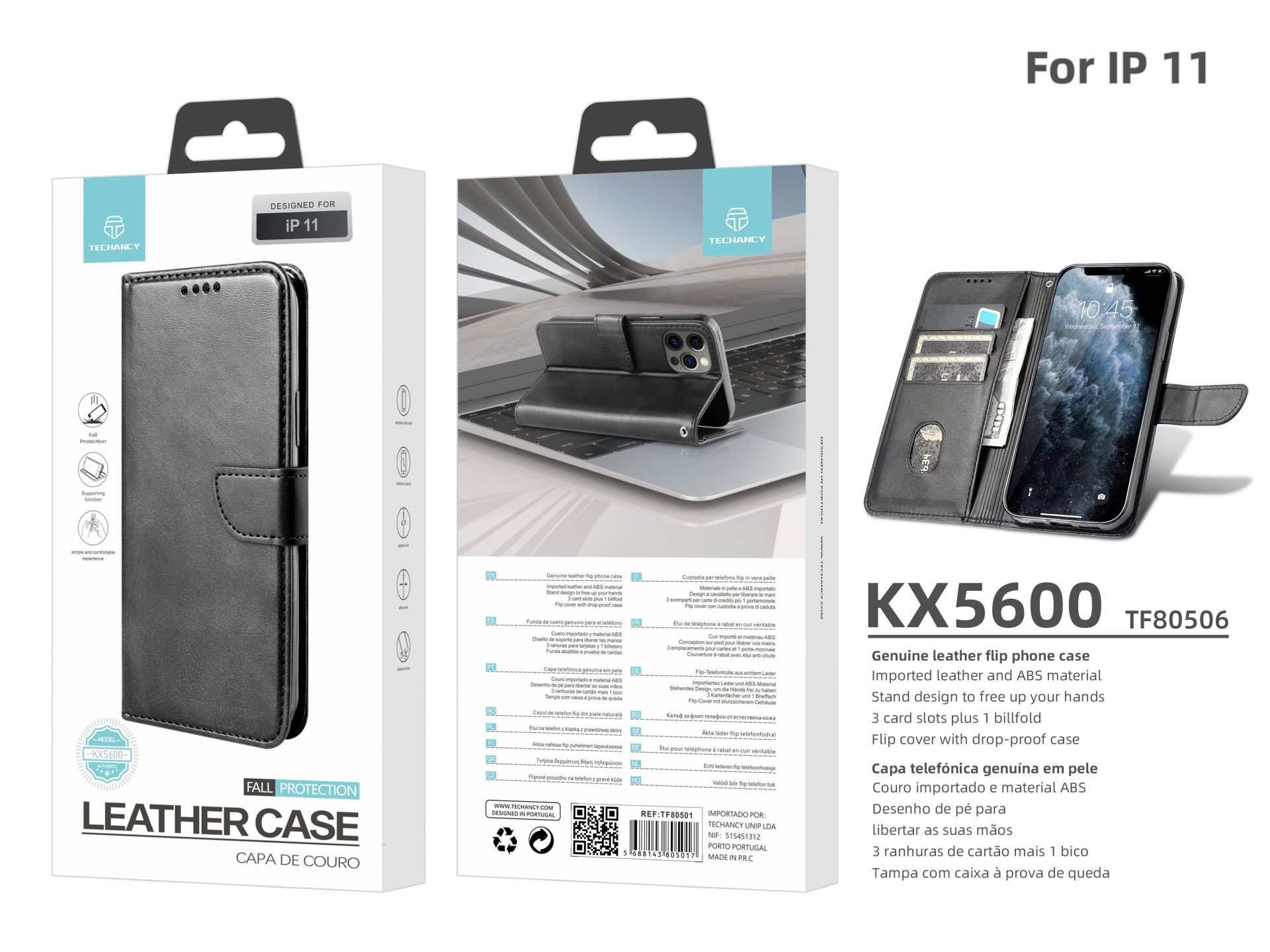 Funda de piel con hebilla negra Ip 11 Funda de piel con hebilla negra Ip 11