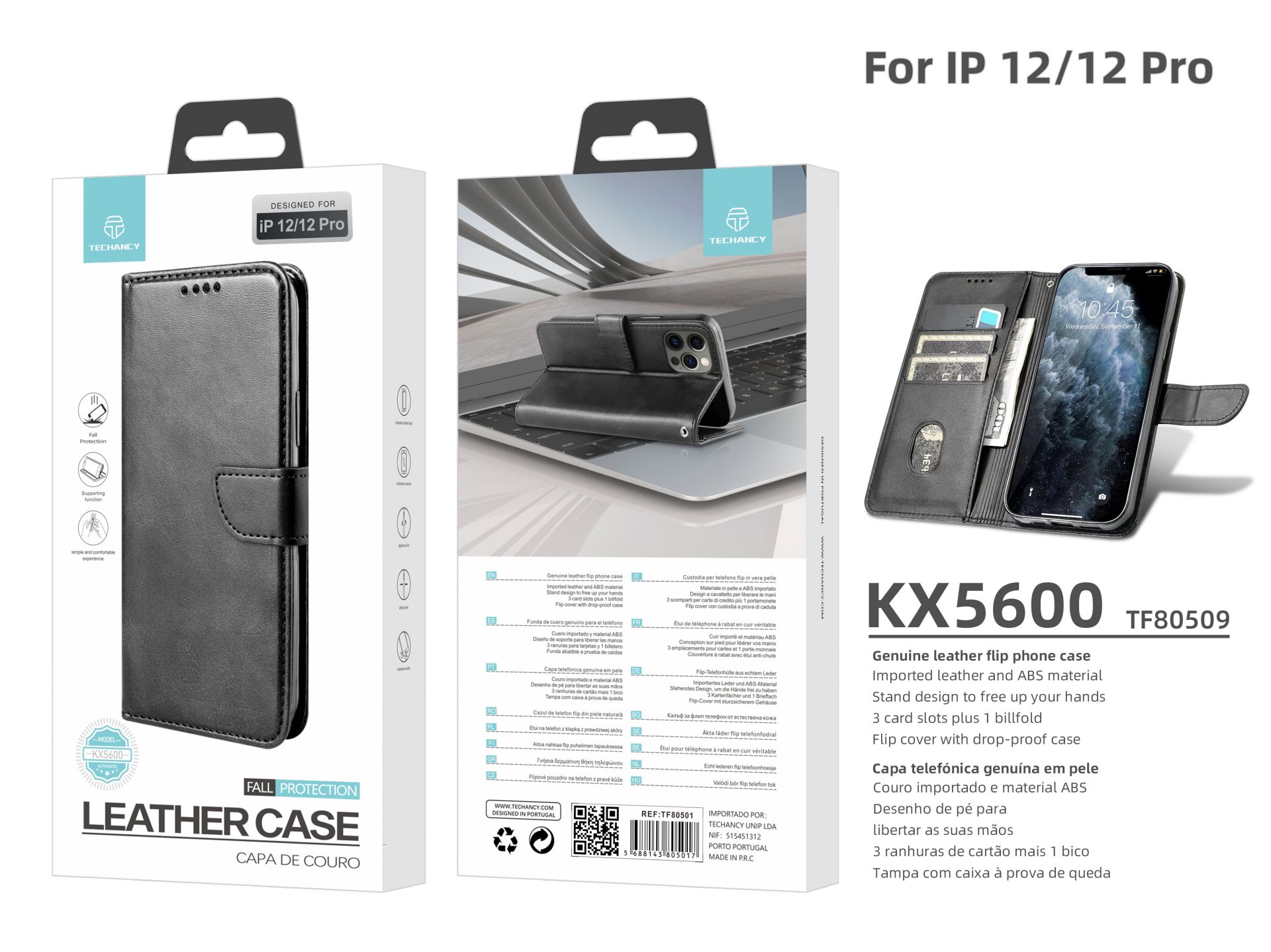 Flip Leather Pouch With Buckle Balck Ip 12/12 Pro Flip Leather Pouch With Buckle Balck Ip 12/12 Pro