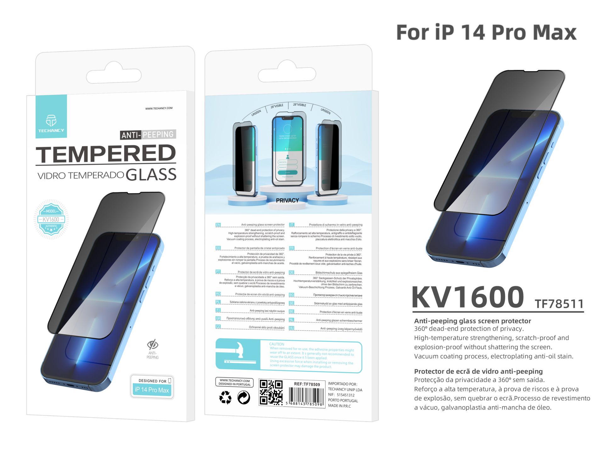 Pellicola in vetro privacy premium per Ip 14 Pro Max Pellicola in vetro privacy premium per Ip 14 Pro Max