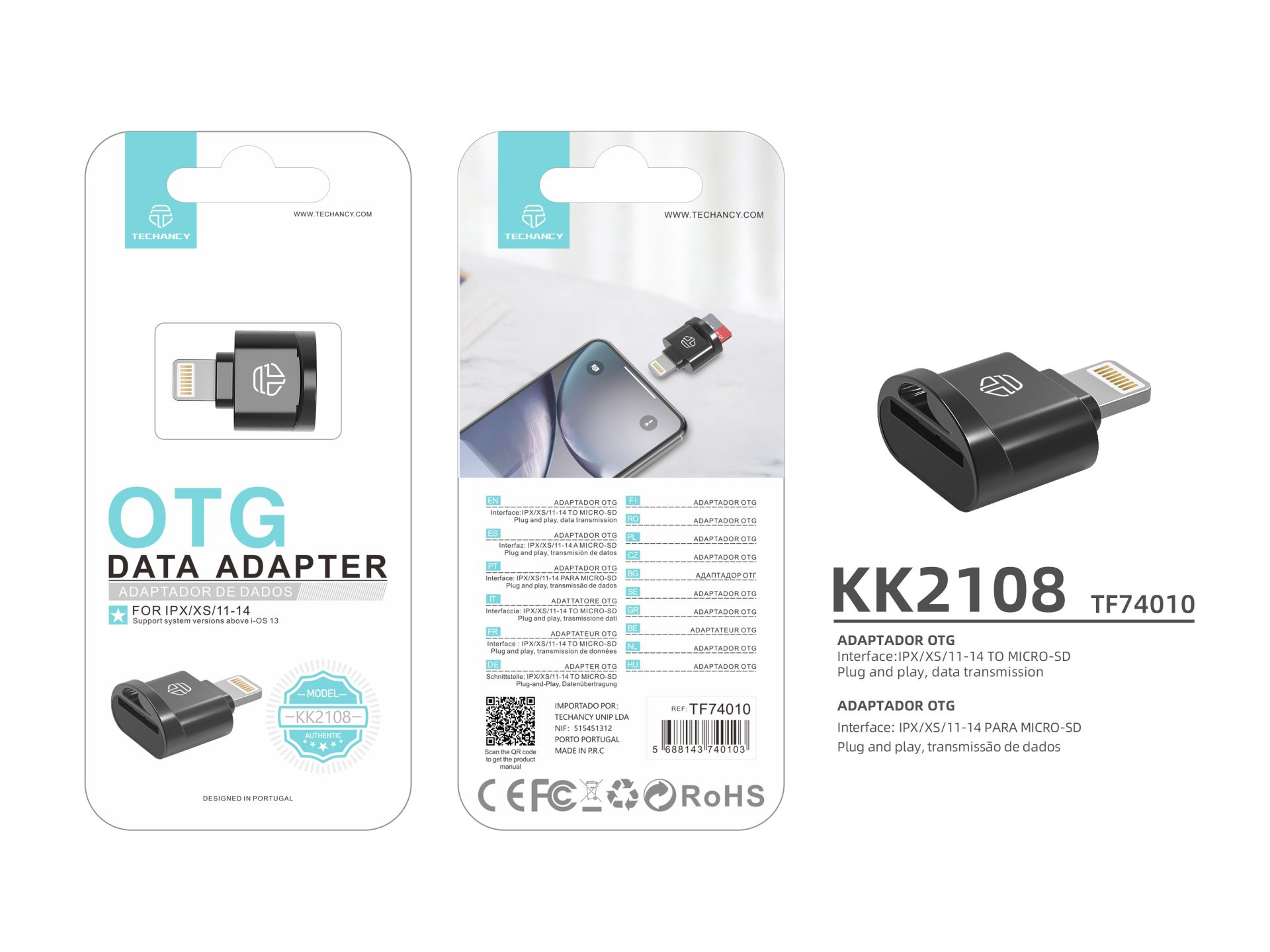 Lightning To Micro Sd Otg Card Reader Black