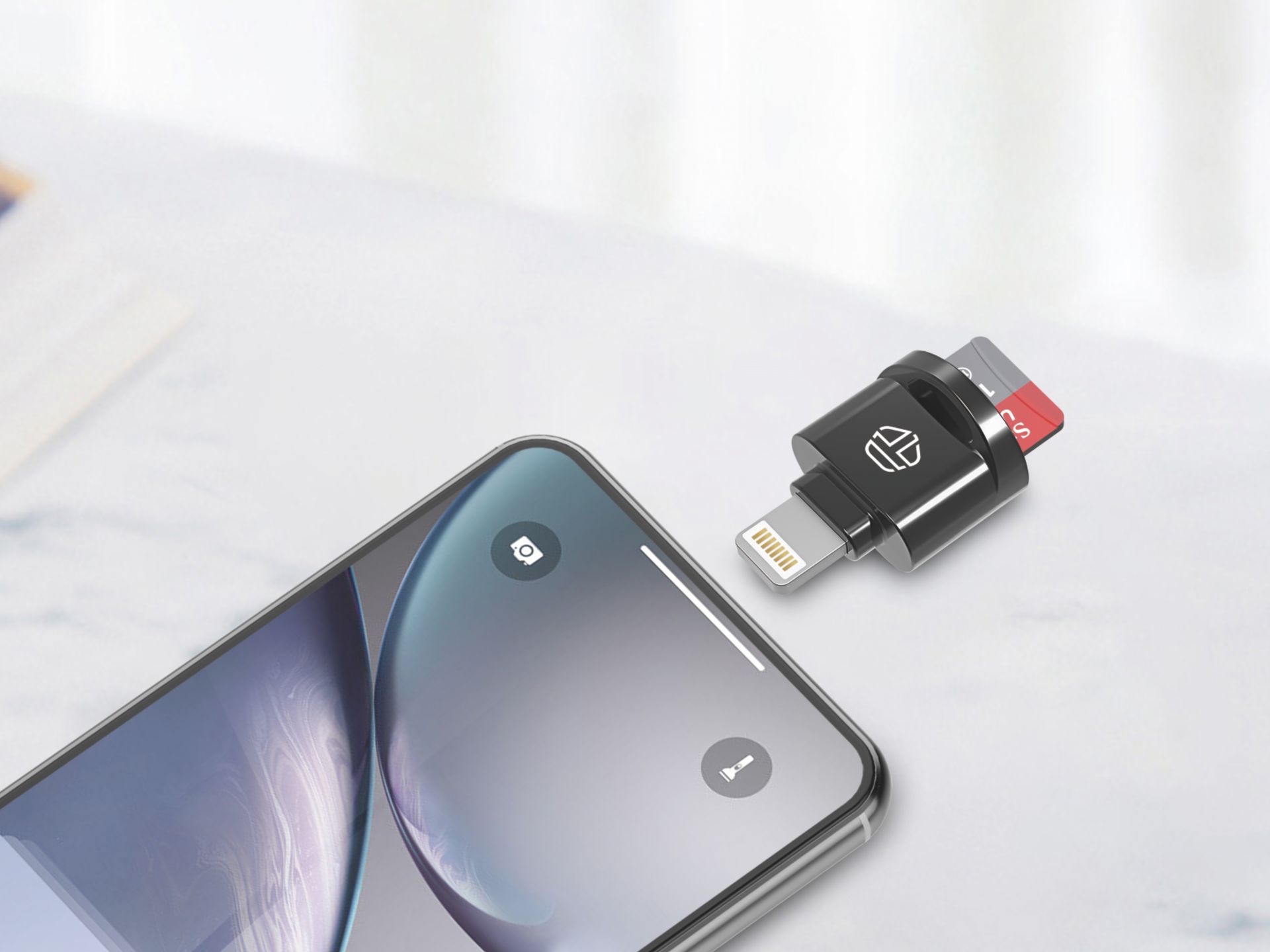 Lightning To Micro Sd Otg Card Reader Black