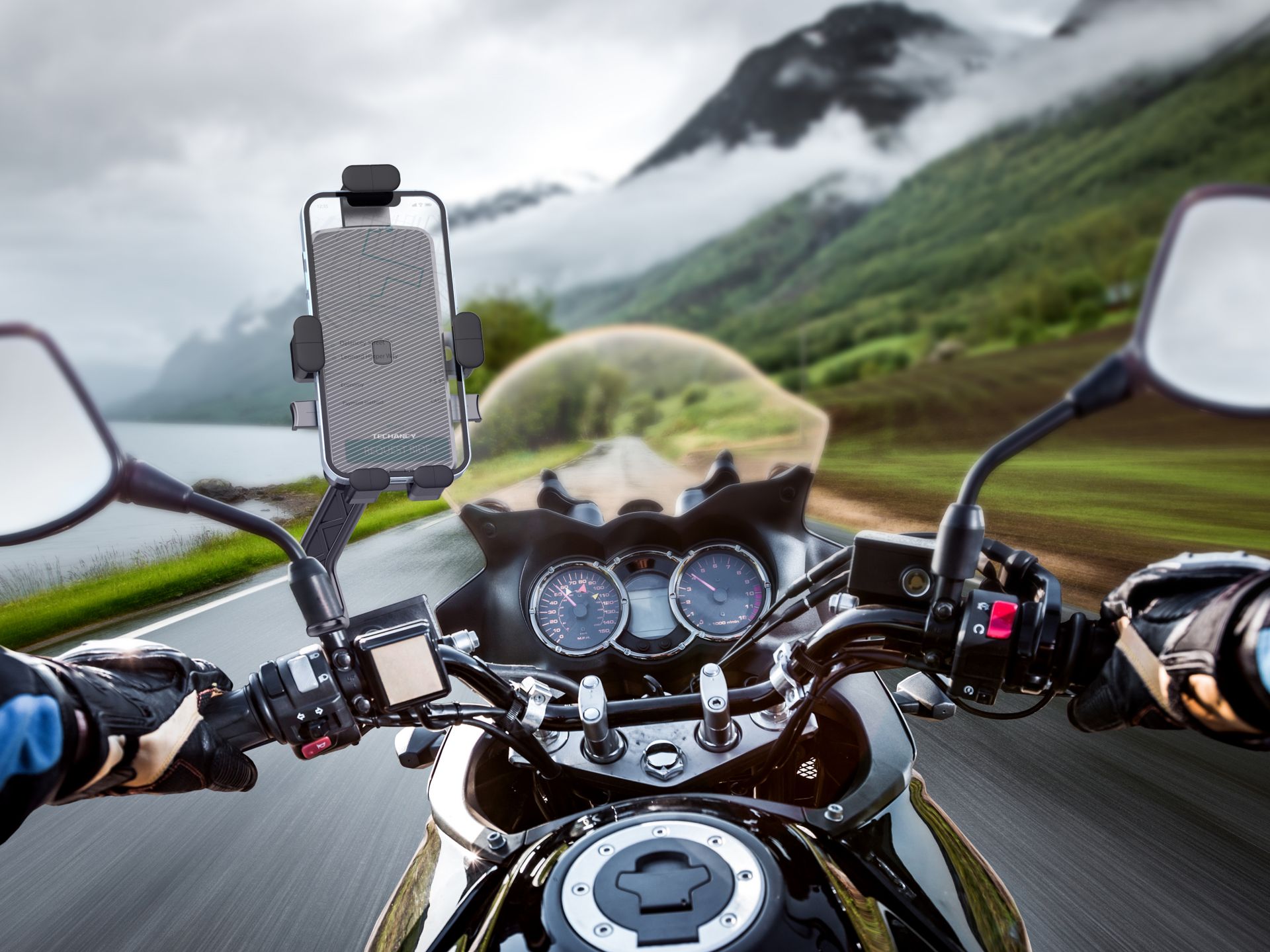 Supporto per cellulare per moto nero Supporto per cellulare per moto nero