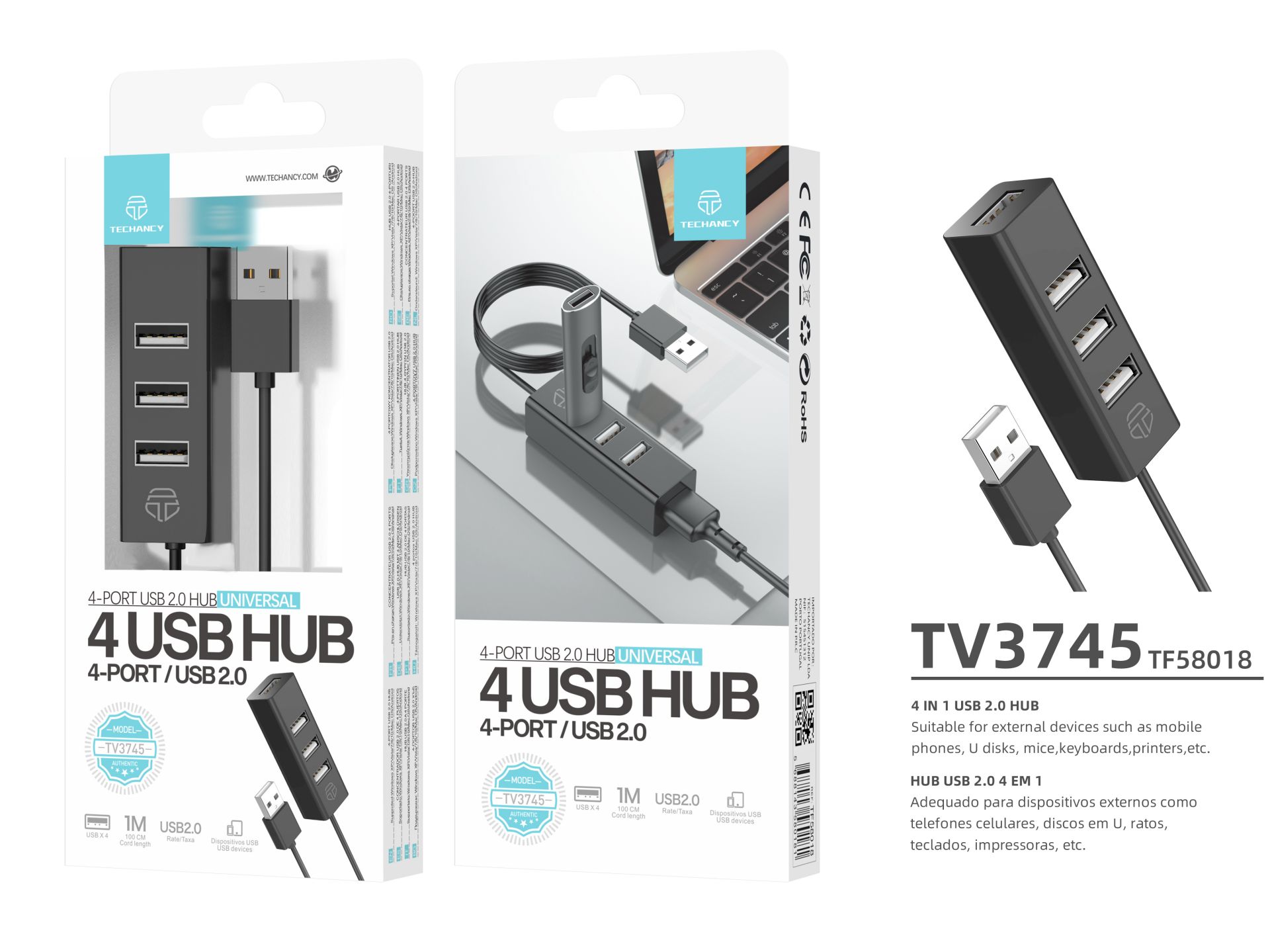 USB 2.0Hub 4 Anschlüsse Schwarz USB 2.0Hub 4 Anschlüsse Schwarz