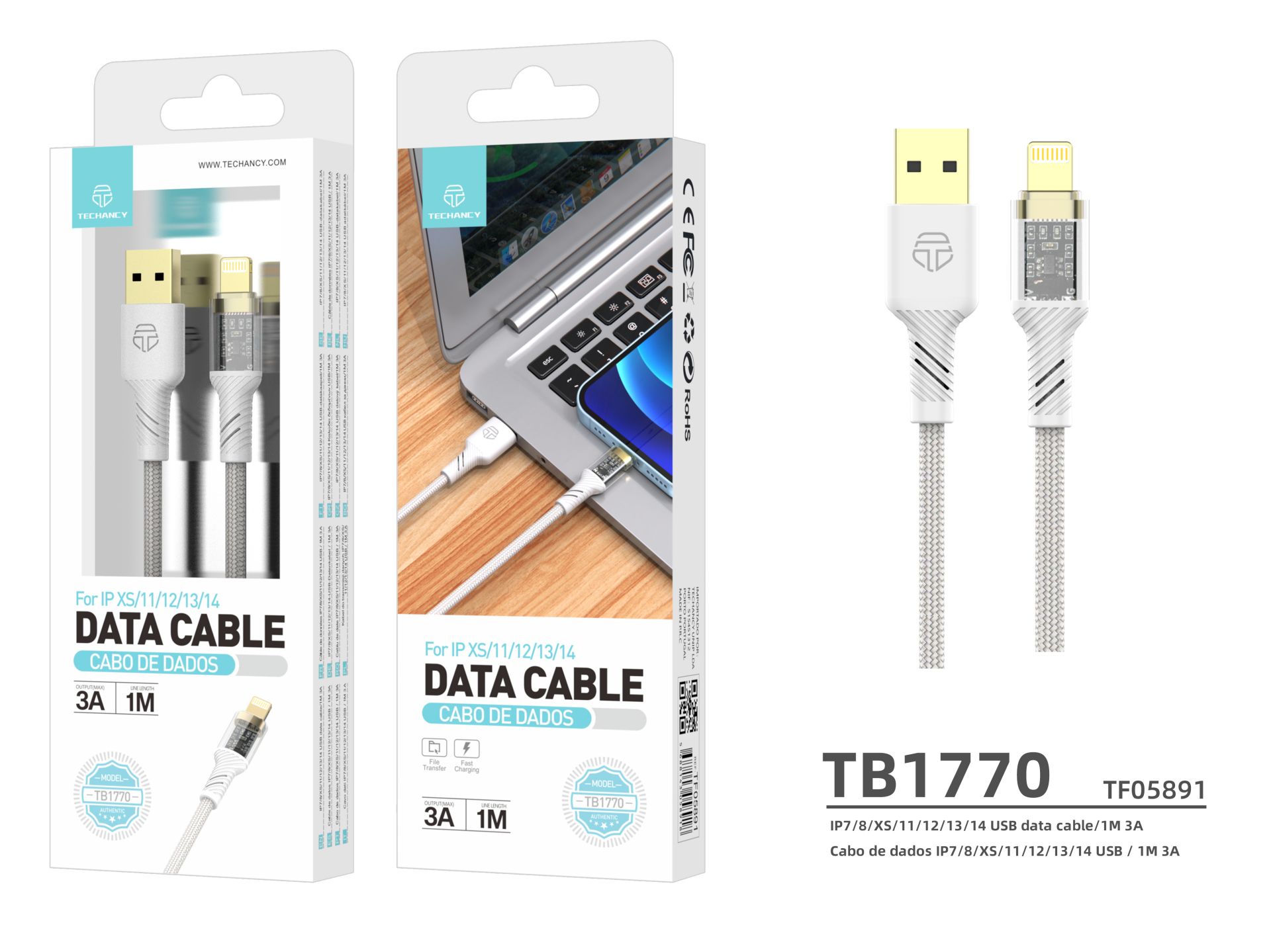 J18 Cavo dati Lightning 1M 3A Bianco J18 Cavo dati Lightning 1M 3A Bianco