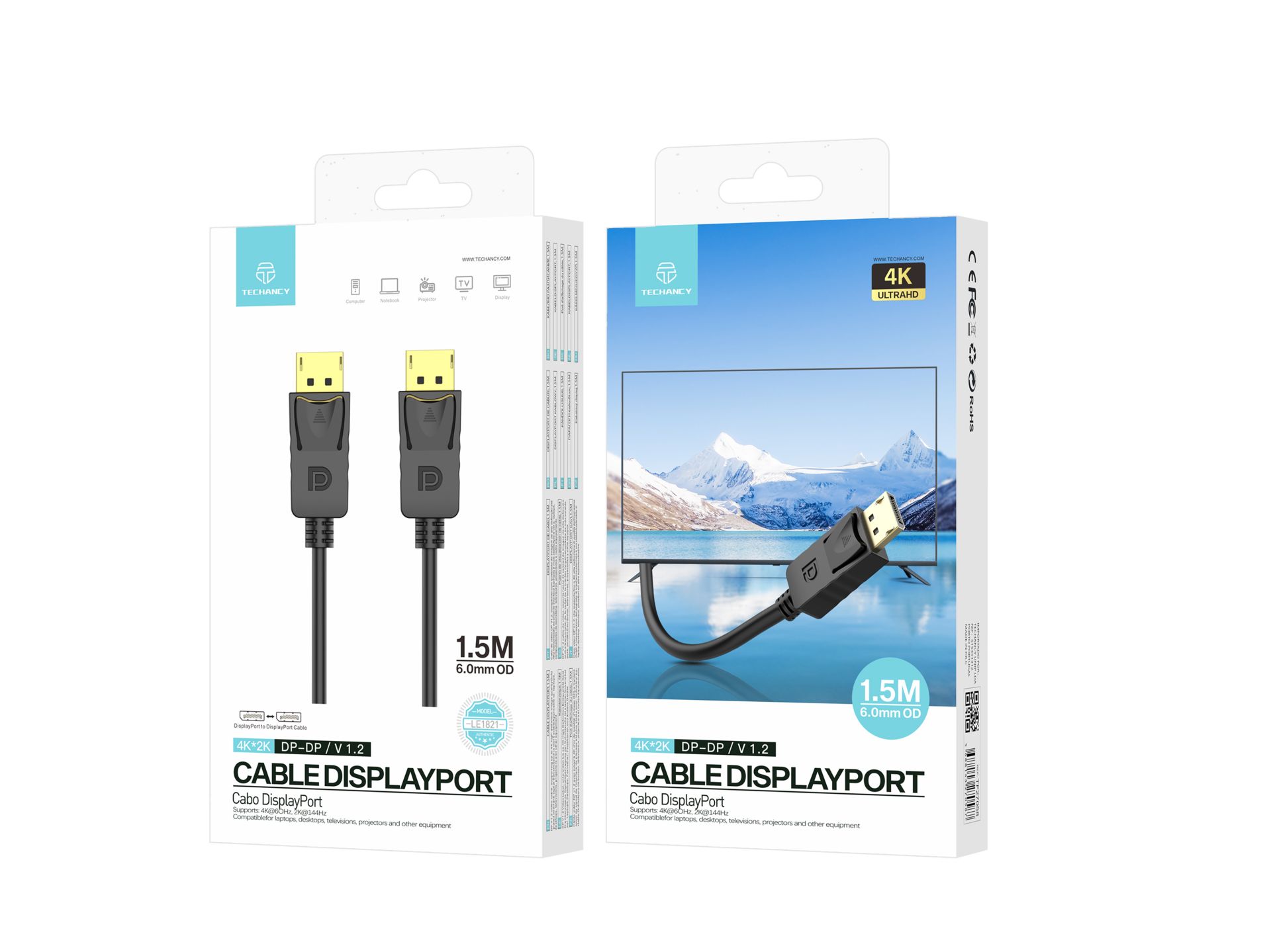 Cabo Displayport 1080P Fullhd 1.5M 1.4M 4K*2K Preto