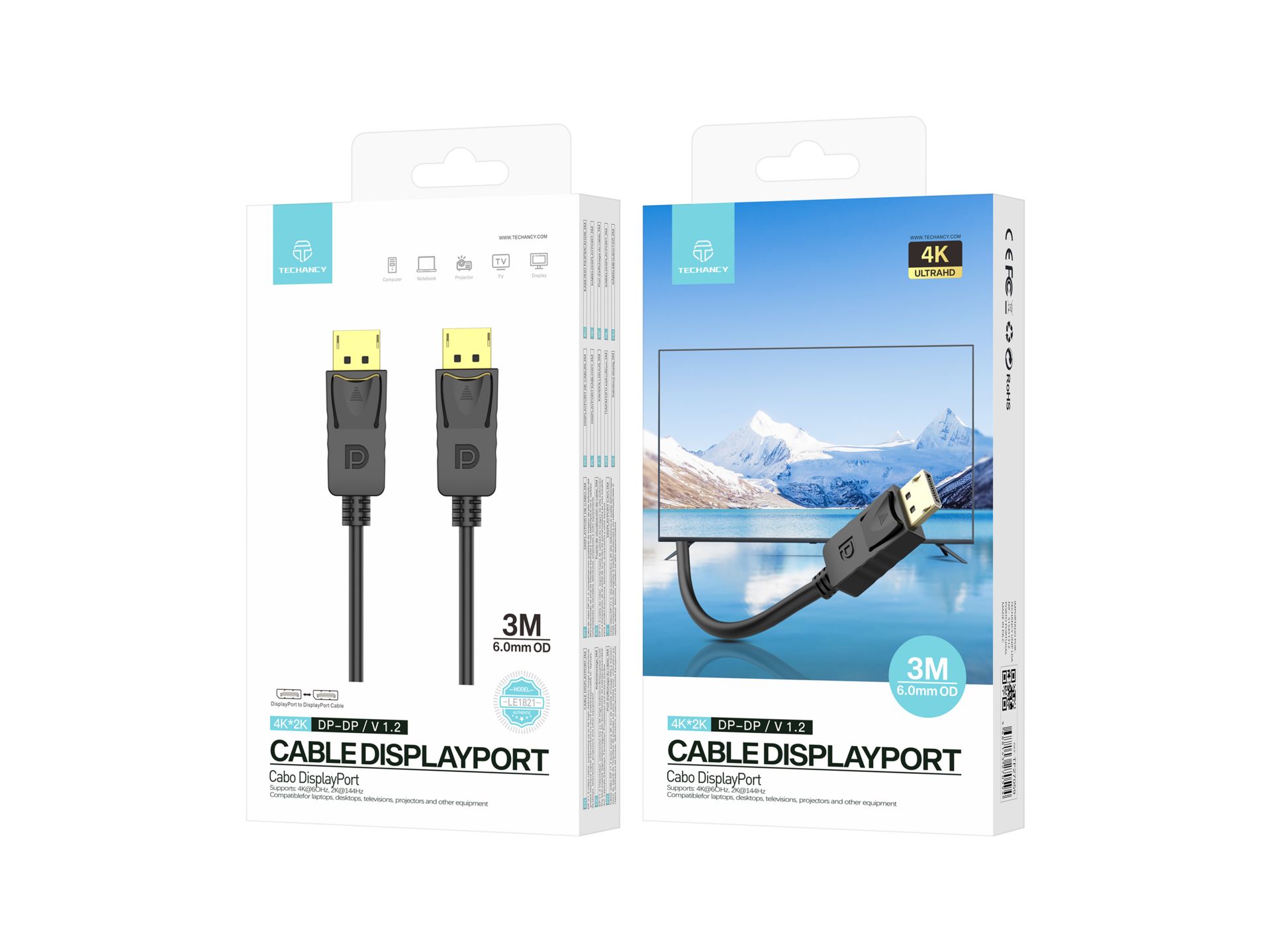 Cabo Displayport 1080P Fullhd 3M 1.4M 4K*2K Preto