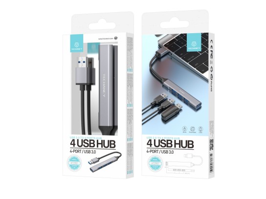 Hub Usb3.0 Com 4 Portas Usb Cinza Hub Usb3.0 Com 4 Portas Usb Cinza