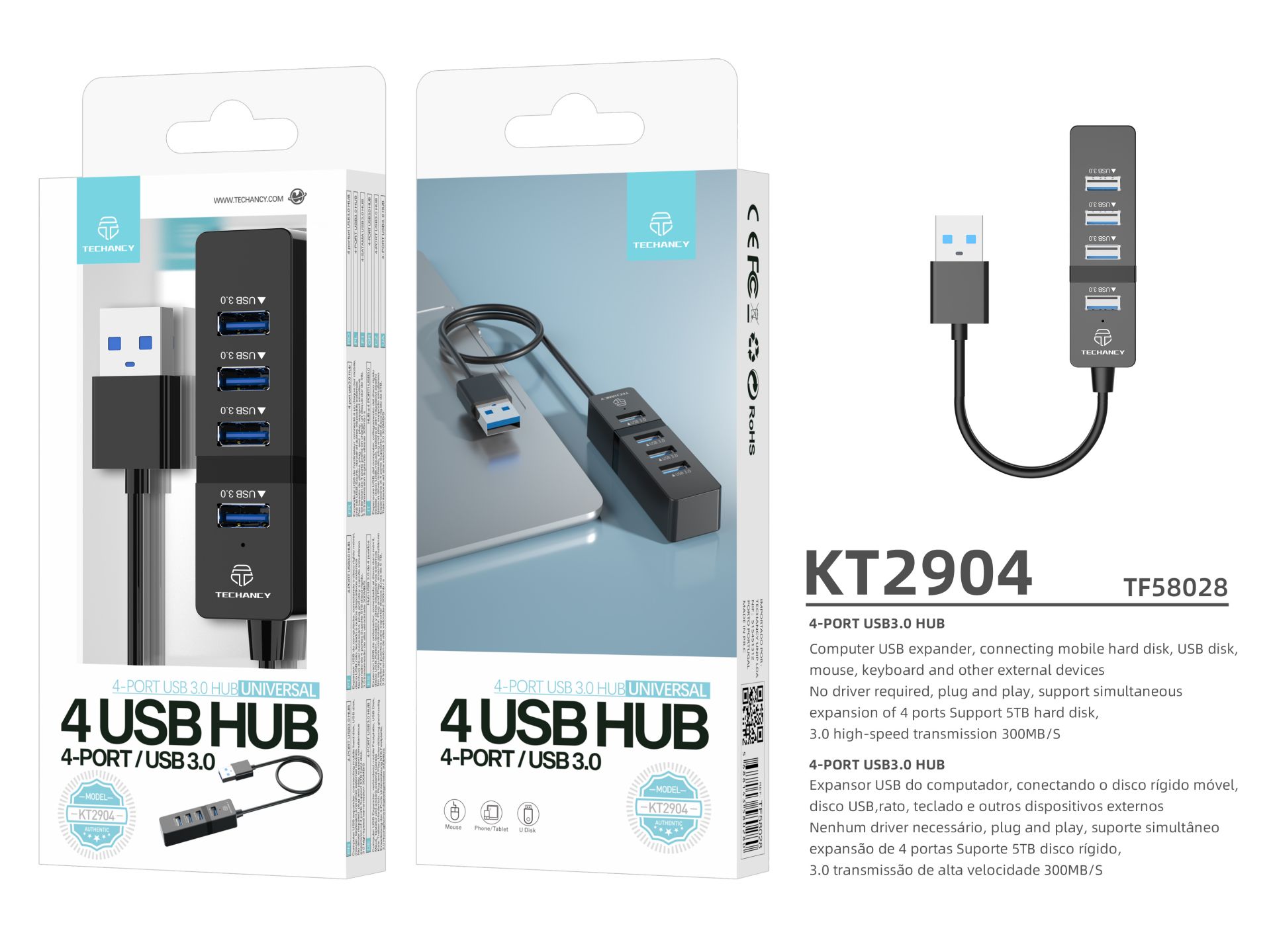 Hub Usb3.0 Com 4 Portas Usb3.0 Preto Hub Usb3.0 Com 4 Portas Usb3.0 Preto