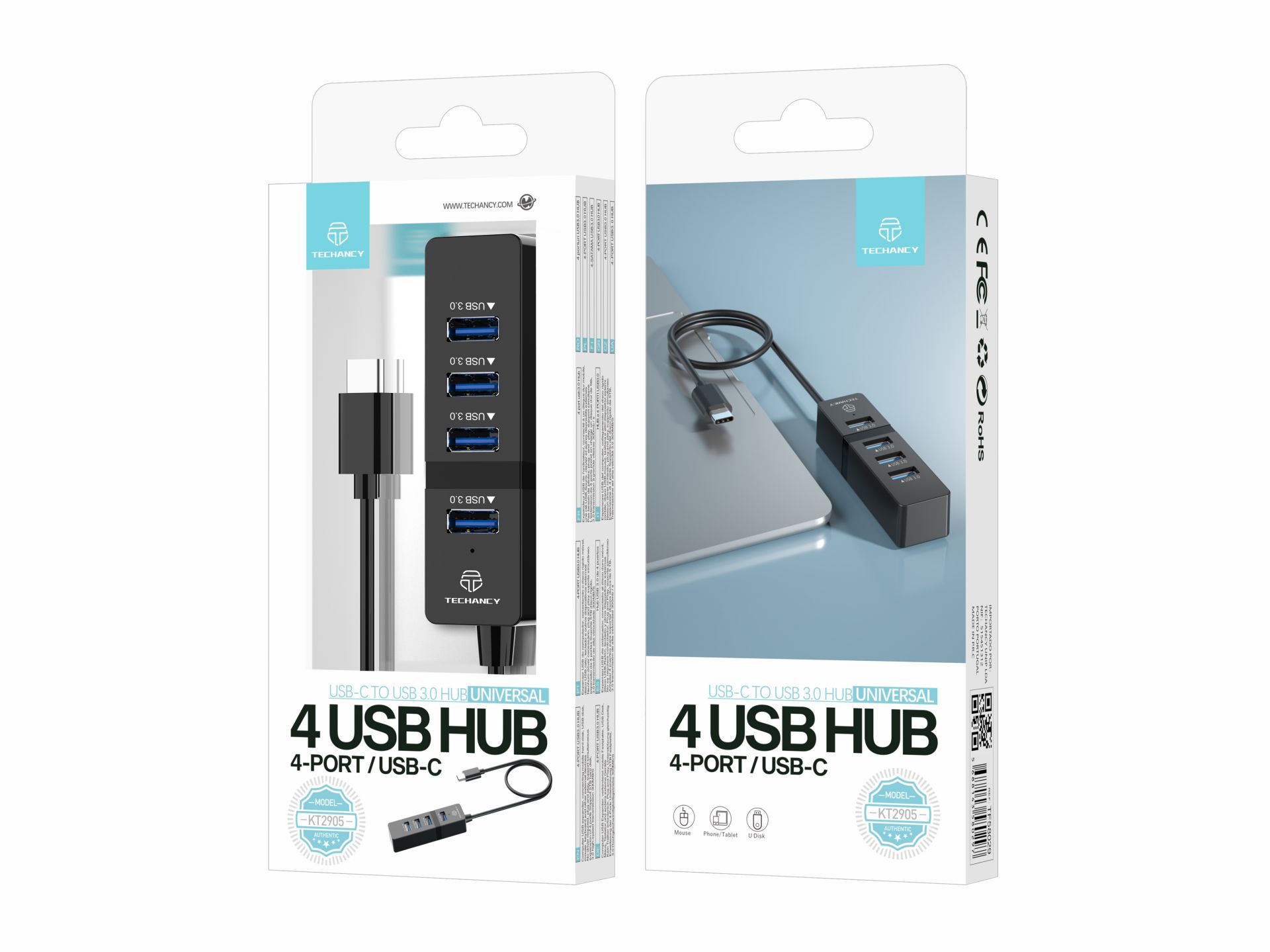Hub Usb-C3.0 con 4 porte Usb3.0 nero Hub Usb-C3.0 con 4 porte Usb3.0 nero