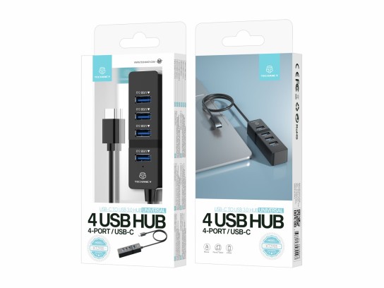 Hub Usb-C3.0 con 4 porte Usb3.0 nero Hub Usb-C3.0 con 4 porte Usb3.0 nero