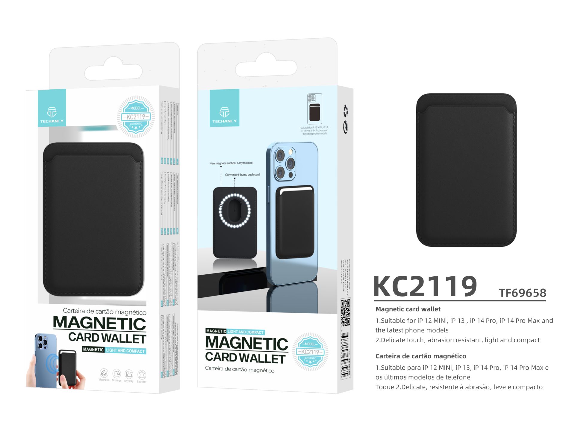 Magnetic Wallet For Ip 12/13/14 Black Magnetic Wallet For Ip 12/13/14 Black