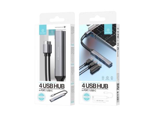 Hub Usb-C 3.0 Com 4 Portas Usb Cinza Hub Usb-C 3.0 Com 4 Portas Usb Cinza