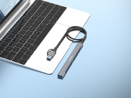Hub Usb-C+Usb 3.0 With 7 Ports Usb 0.5M Gray Hub Usb-C+Usb 3.0 With 7 Ports Usb 0.5M Gray