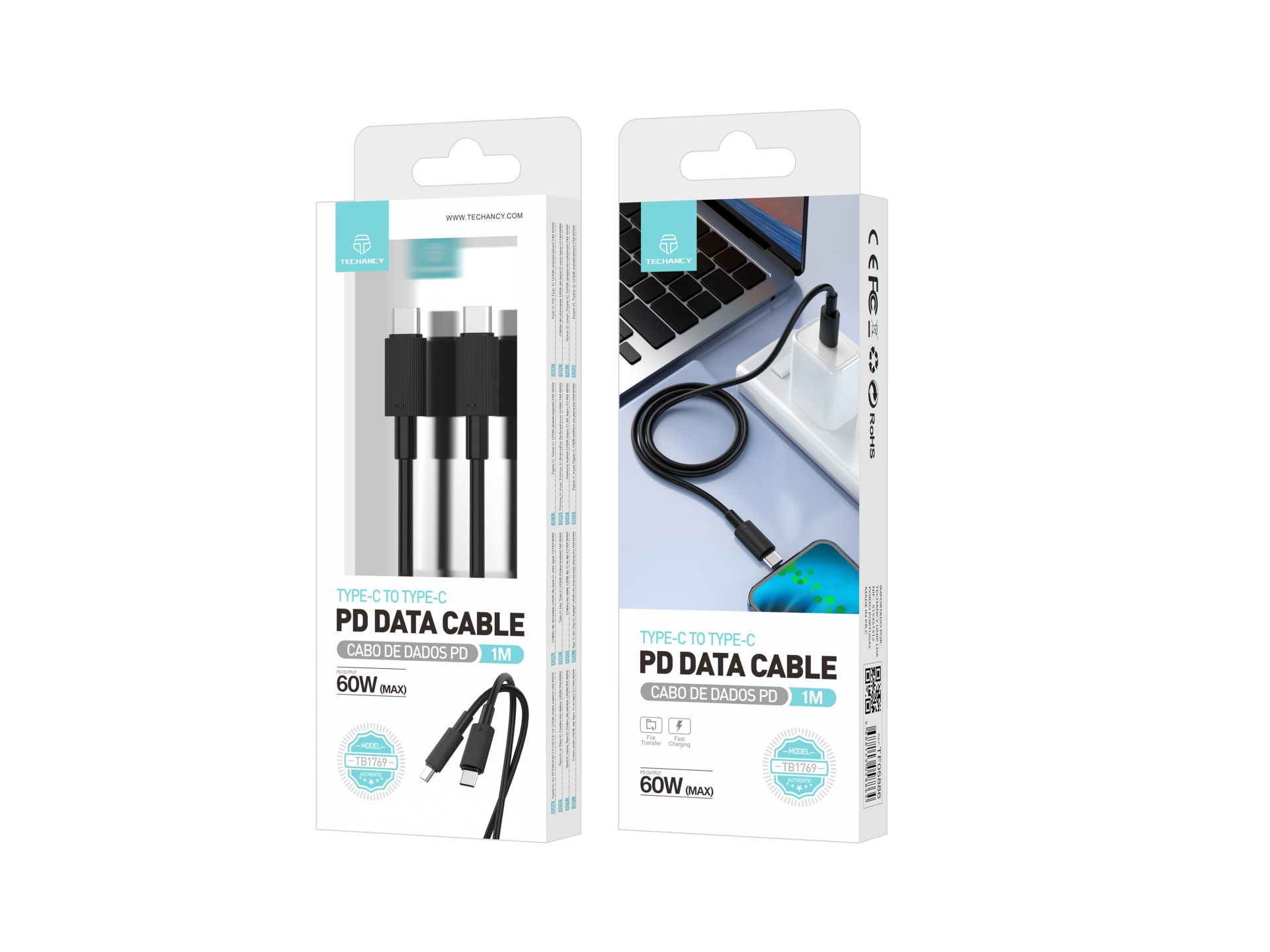 60W Typ-C zu Typ-C USB Kabel 1M Schwarz 60W Typ-C zu Typ-C USB Kabel 1M Schwarz