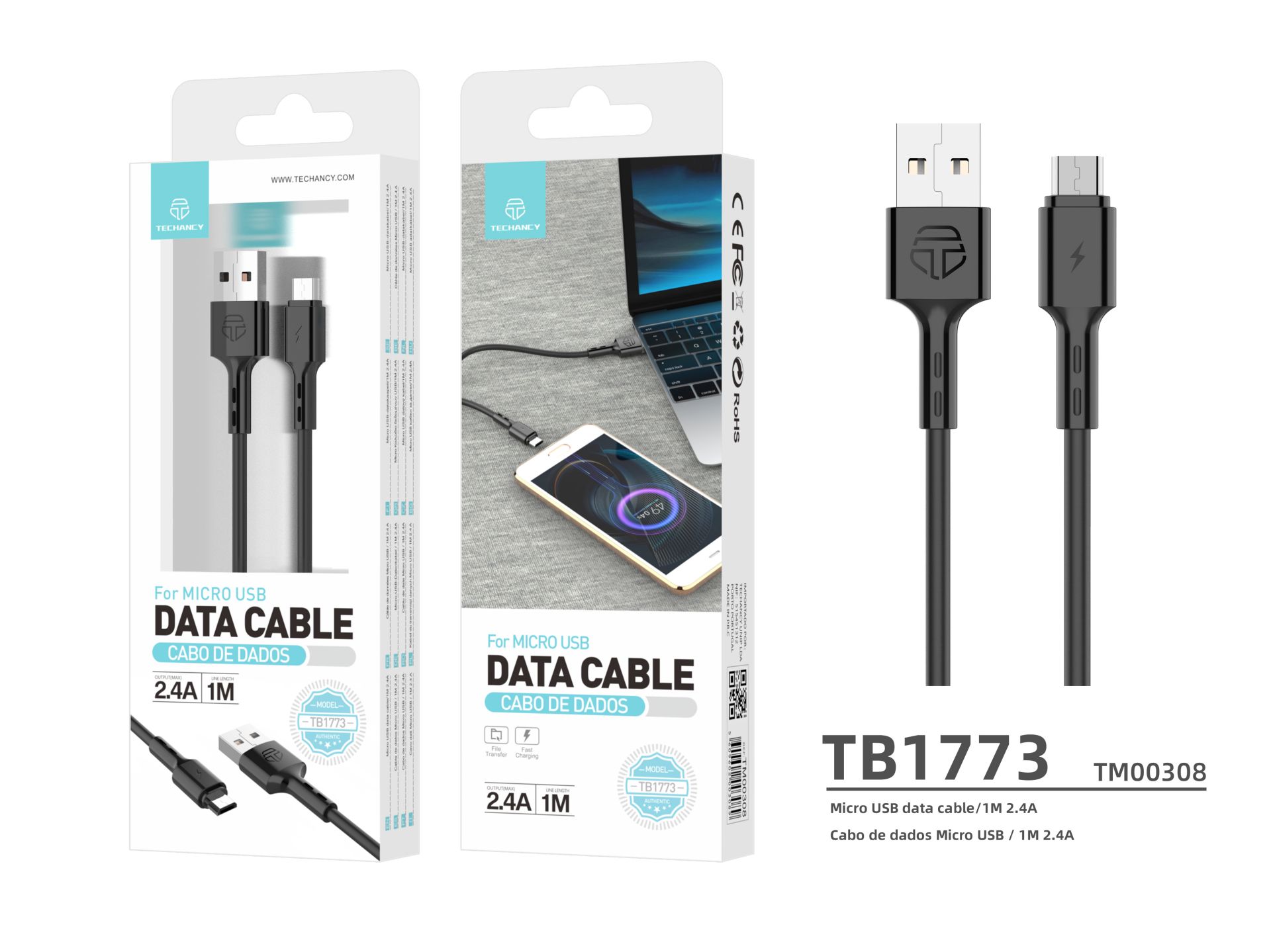 High Quality Data Cable Micro usb Black 1M 2.4A High Quality Data Cable Micro usb Black 1M 2.4A