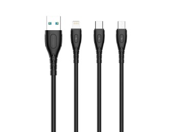 Usb Cable 3In1 2.4 1M Black