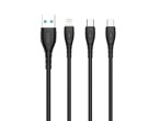 Cable Usb 3in1 2.41m negro
