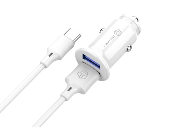 Chargeur de voiture Type-C 2Usb 2.4A Blanc