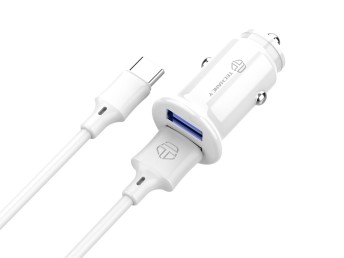 Caricabatterie per auto Type-C 2Usb 2.4A bianco