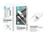 Cargador Coche Type-C 2Usb 2.4A Blanco