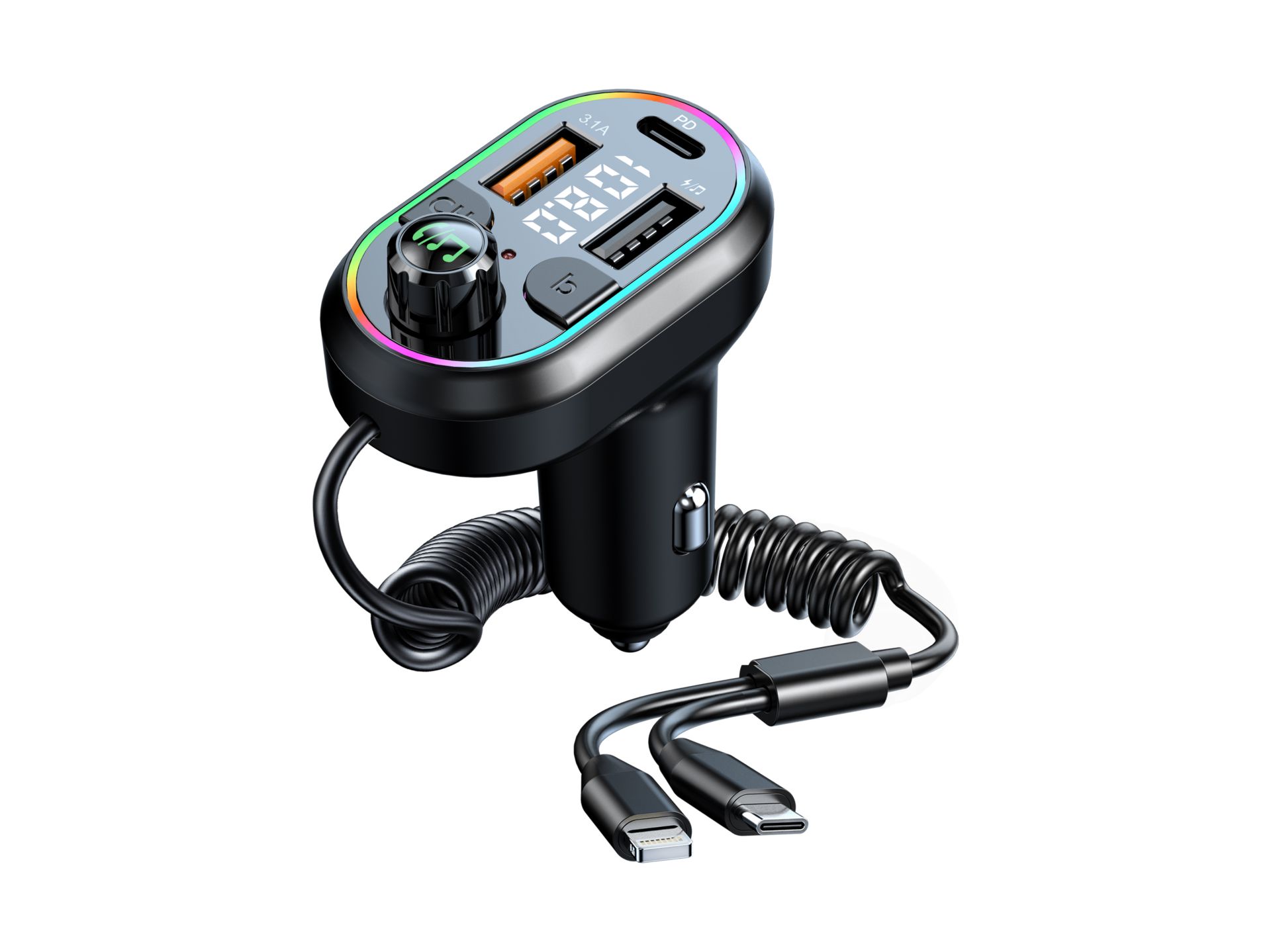 Transmissor Fm Bluetooth Carro Com Cabo Carregamento Transmissor Fm Bluetooth Carro Com Cabo Carregamento