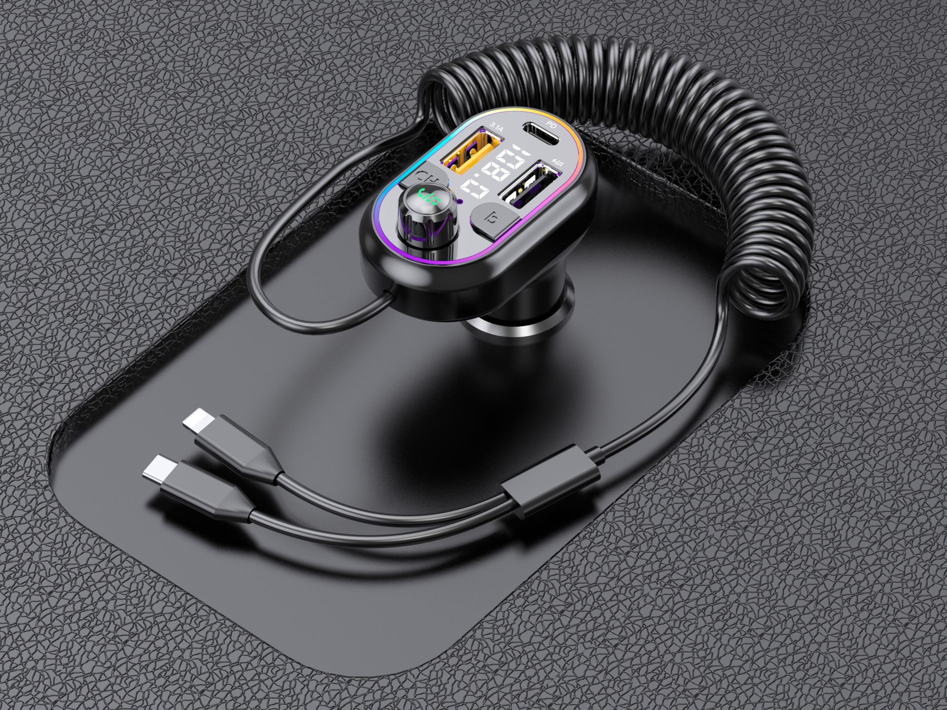 Transmissor Fm Bluetooth Carro Com Cabo Carregamento Transmissor Fm Bluetooth Carro Com Cabo Carregamento