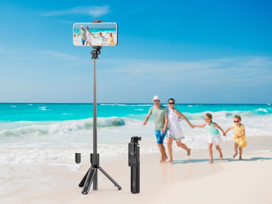 Selfie Stick Tripe,3 Em 1 Extensivel Com Bluetooth Controlo Remoto Preto