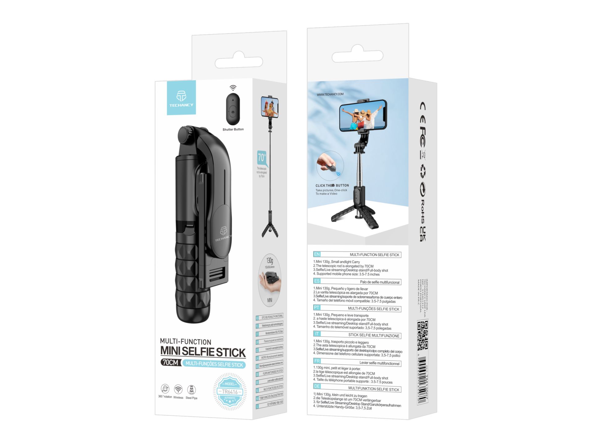 Mini Selfie Stick Tripe,3 Em 1 Extensivel Com Bluetooth Controlo Remoto Preto Mini Selfie Stick Tripe,3 Em 1 Extensivel Com Bluetooth Controlo Remoto Preto
