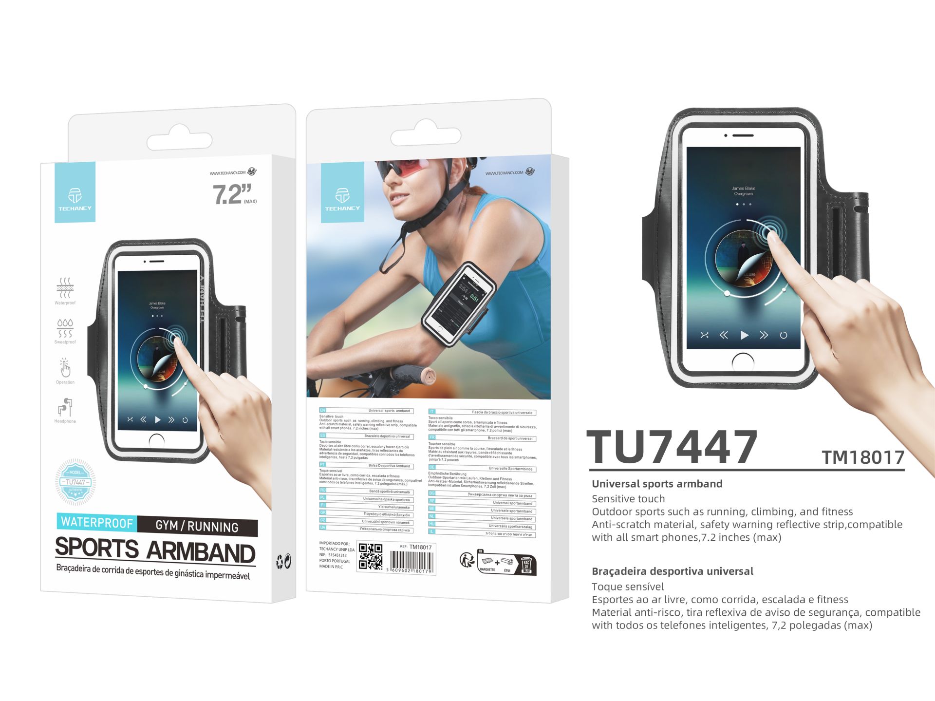 Polsino sportivo universale per telefono cellulare da corsa 7,2 pollici nero Polsino sportivo universale per telefono cellulare da corsa 7,2 pollici nero