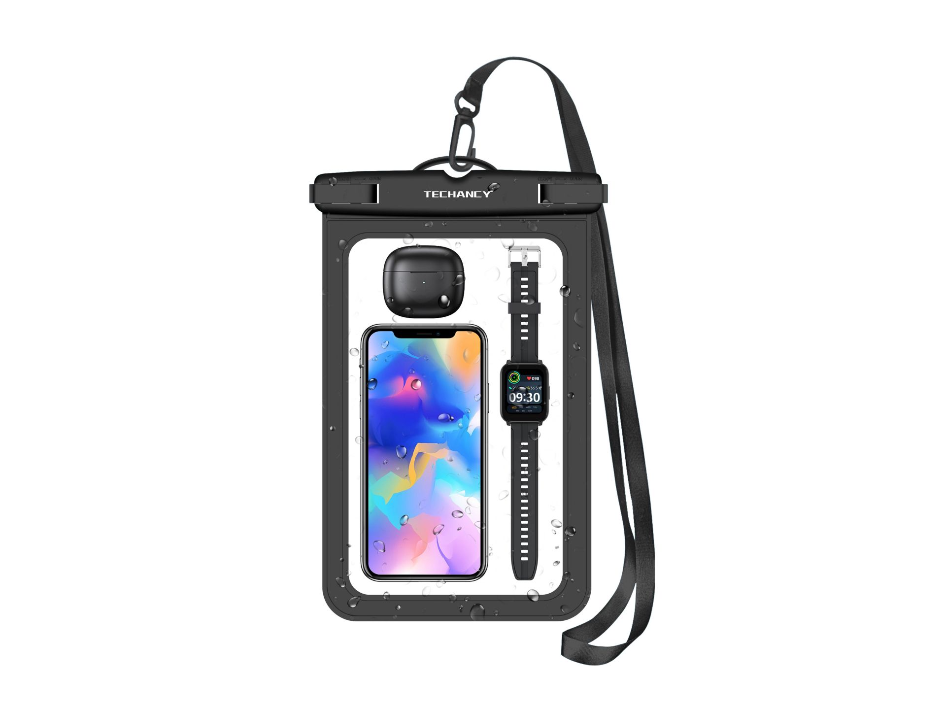 Custodia universale impermeabile per telefono cellulare per Xiaomi Iphone Samsung Etc 8,9 nero