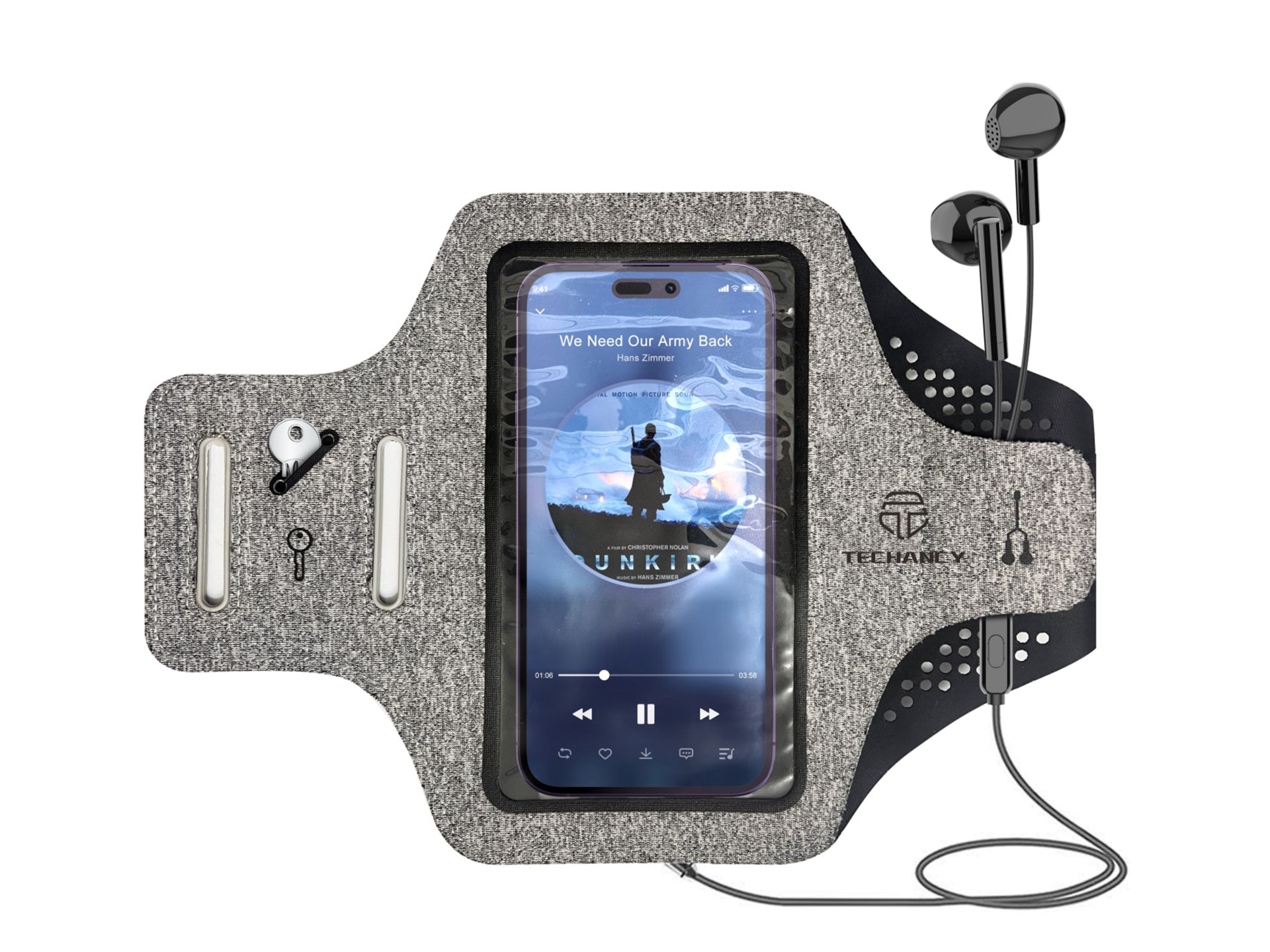 Polsino sportivo universale per telefono cellulare da corsa 7,2 pollici grigio Polsino sportivo universale per telefono cellulare da corsa 7,2 pollici grigio