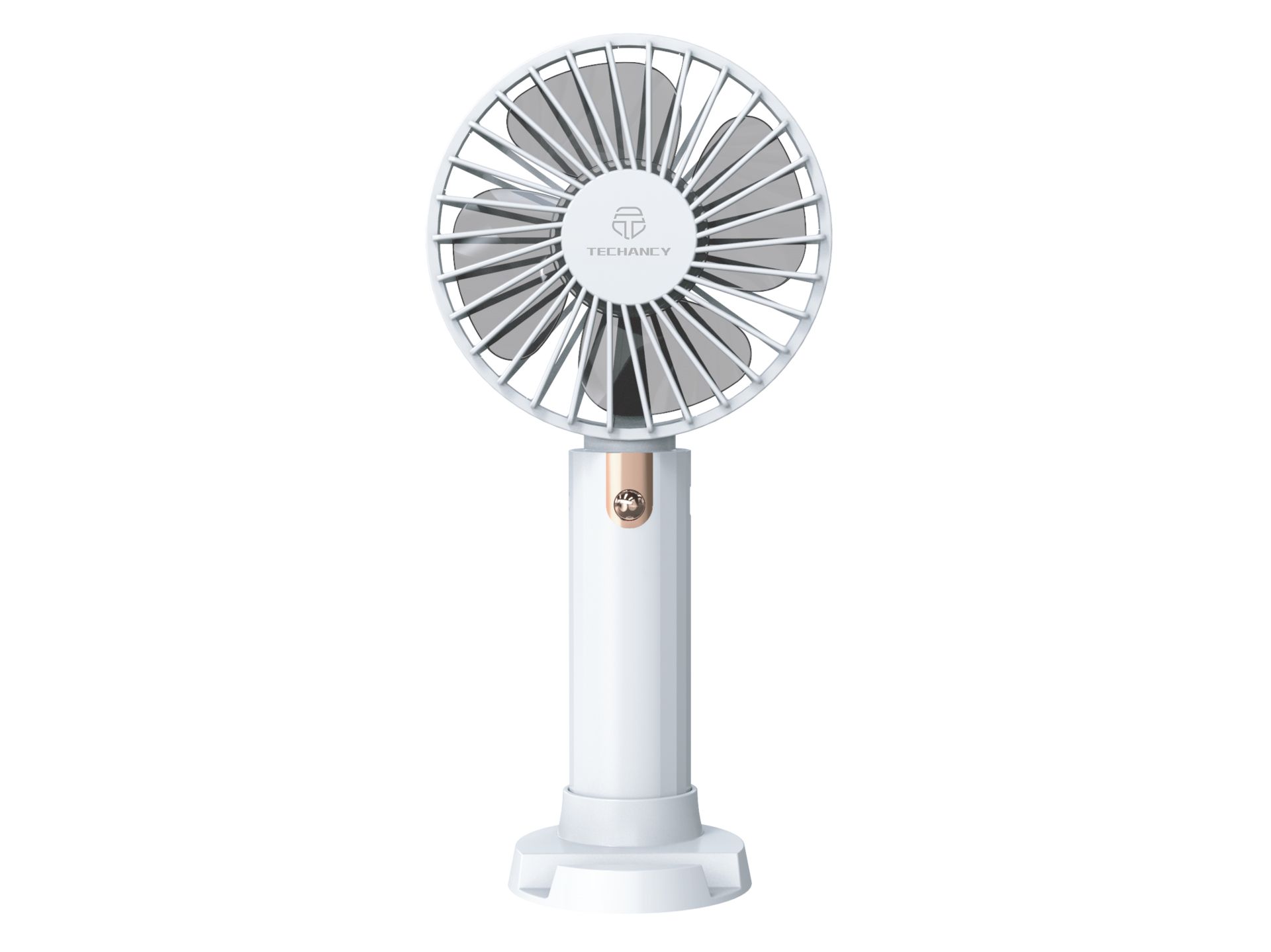 Ventilatore portatile tenuto in mano ideale per casa, ufficio, viaggio, picnic, viaggio