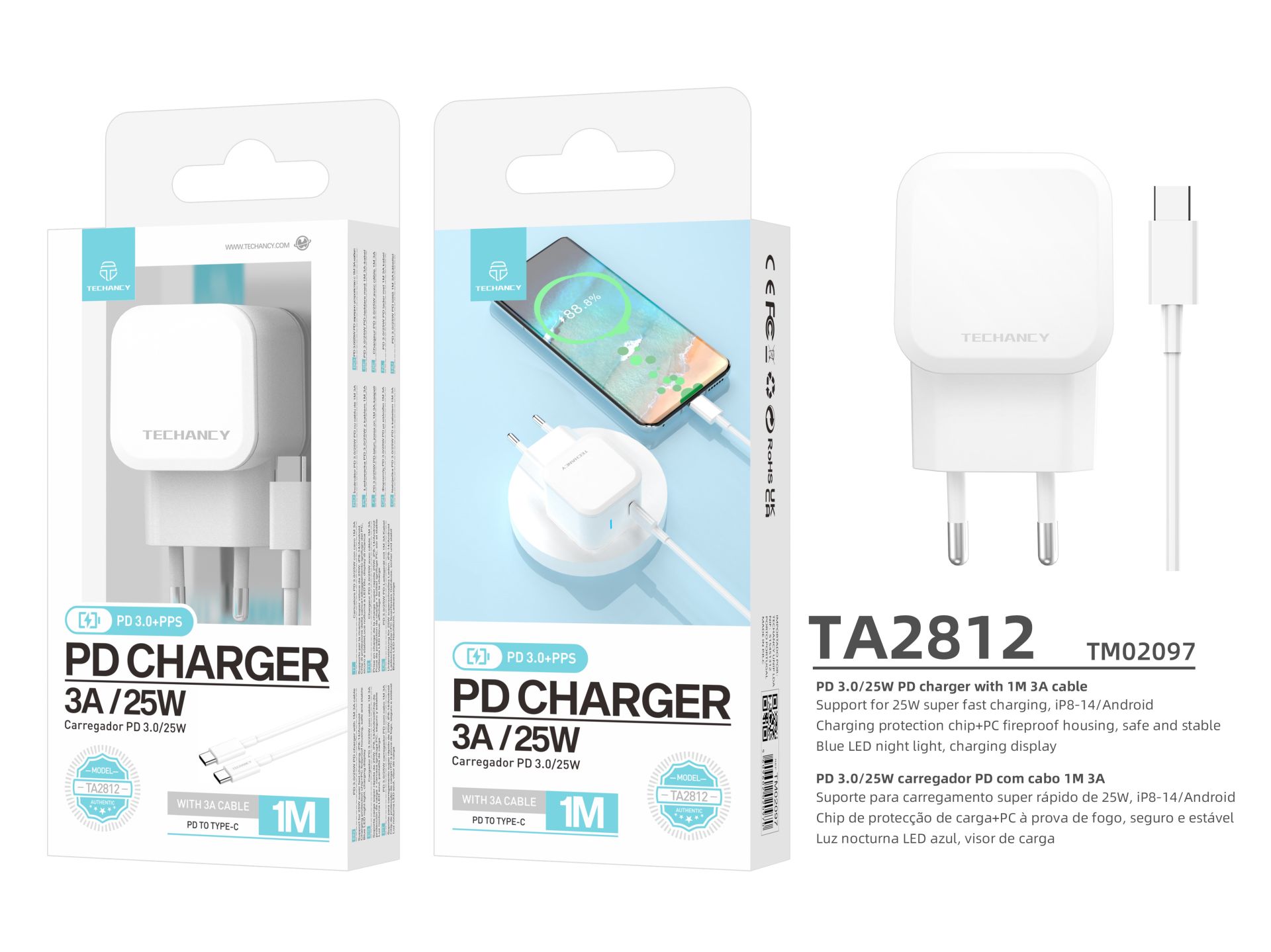 Usb C Fast Charger For Mobile Phone Xiaomi Redmi Note Poco Mi, Google, Oneplus, Motorola, Realme, Op