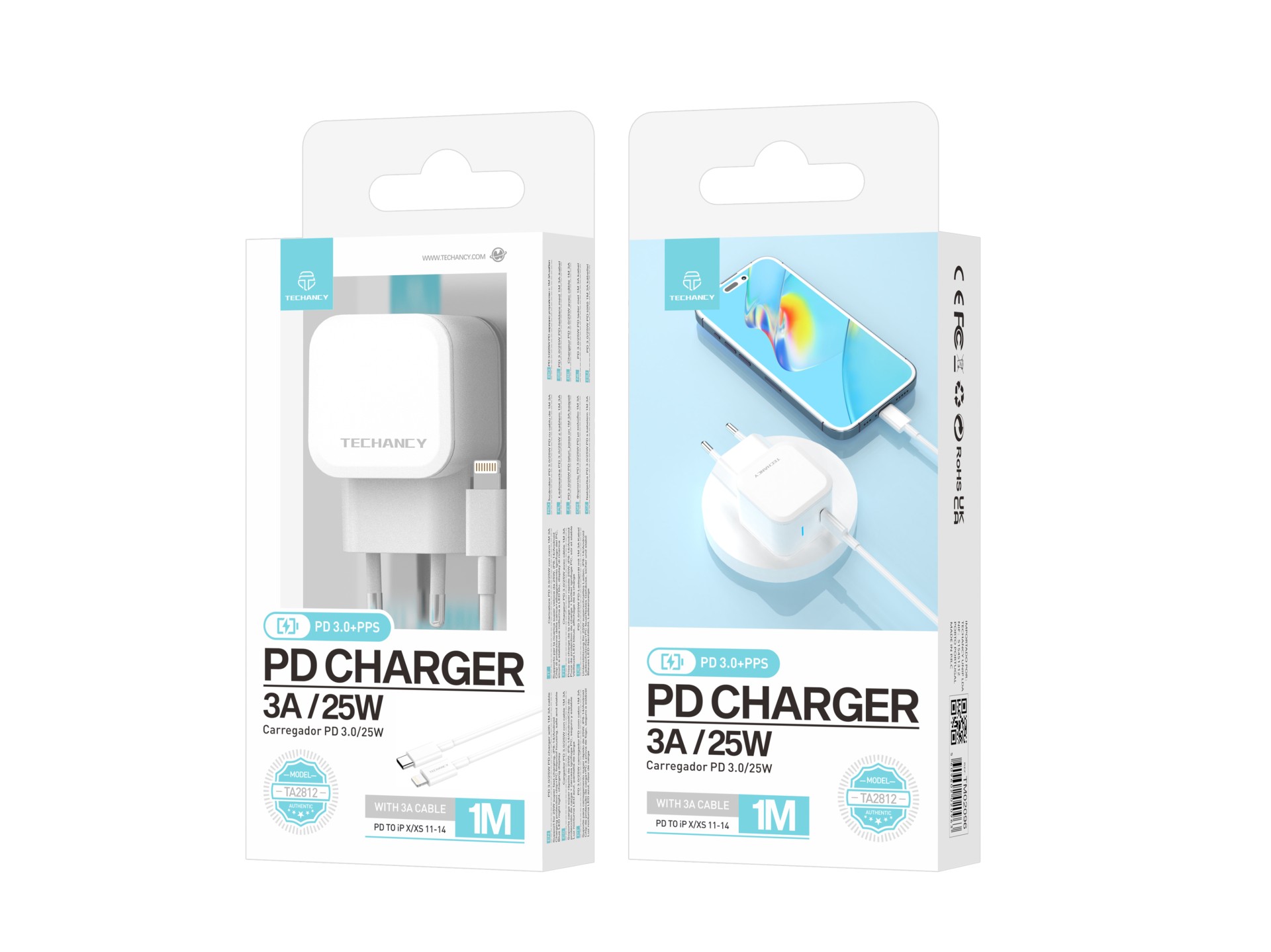Carregador De Parede Usb-C Power Delivery Pps De 25 W Com Cabo Usb-C Para Lightning (Mfi), Adaptador Carregador De Parede Usb-C Power Delivery Pps De 25 W Com Cabo Usb-C Para Lightning (Mfi), Adaptador