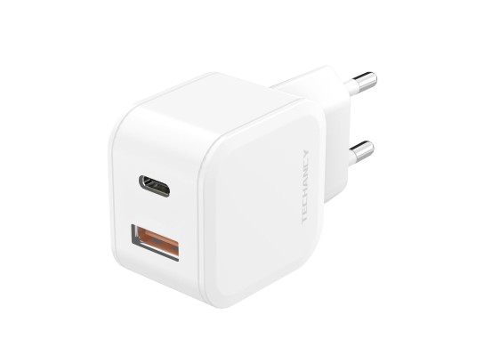 25W usb c power adapter, type c and a quick charge socket, fast charger compatible with iPhone 14/13