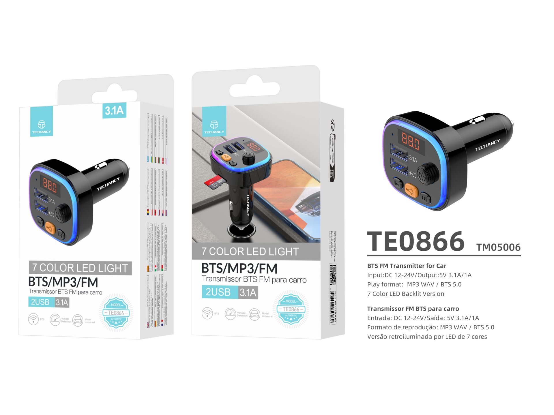 Transmissor Fm Bluetooth Para Carro ,Maos-Livres Sem Fios Leitor Mp3 Carro Preto Transmissor Fm Bluetooth Para Carro ,Maos-Livres Sem Fios Leitor Mp3 Carro Preto