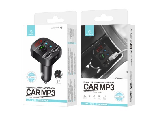 Trasmettitore FM Bluetooth 5.0 Per Auto – Caricatore 2 USB, Vivavoce E Display Tensione, Alluminio 15.5W