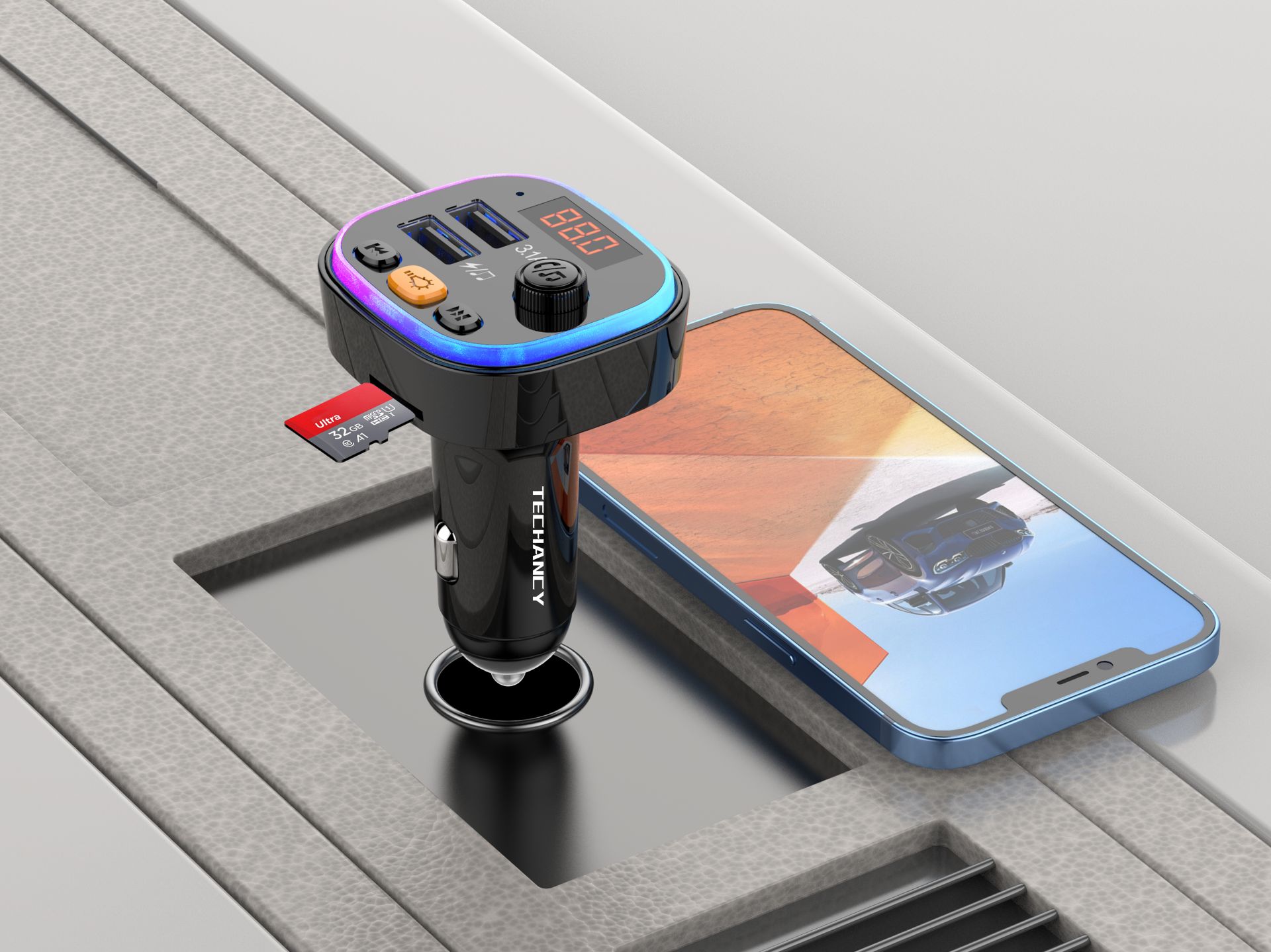 Transmissor Fm Bluetooth Para Carro ,Maos-Livres Sem Fios Leitor Mp3 Carro Preto Transmissor Fm Bluetooth Para Carro ,Maos-Livres Sem Fios Leitor Mp3 Carro Preto