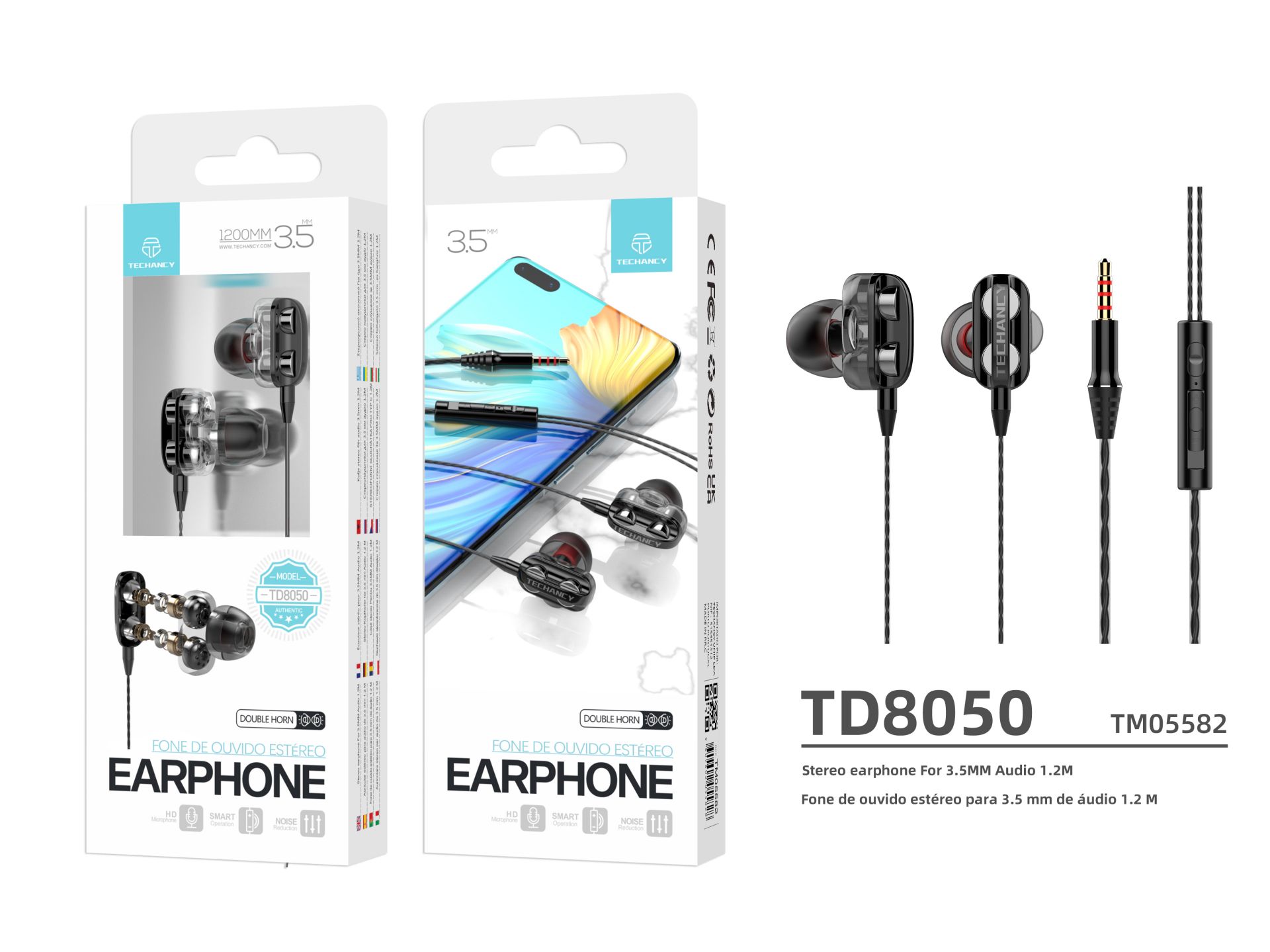 In auricolari, auricolare con cavo e microfono per Smartphone Computer Pc Tablet Mp3, nero
