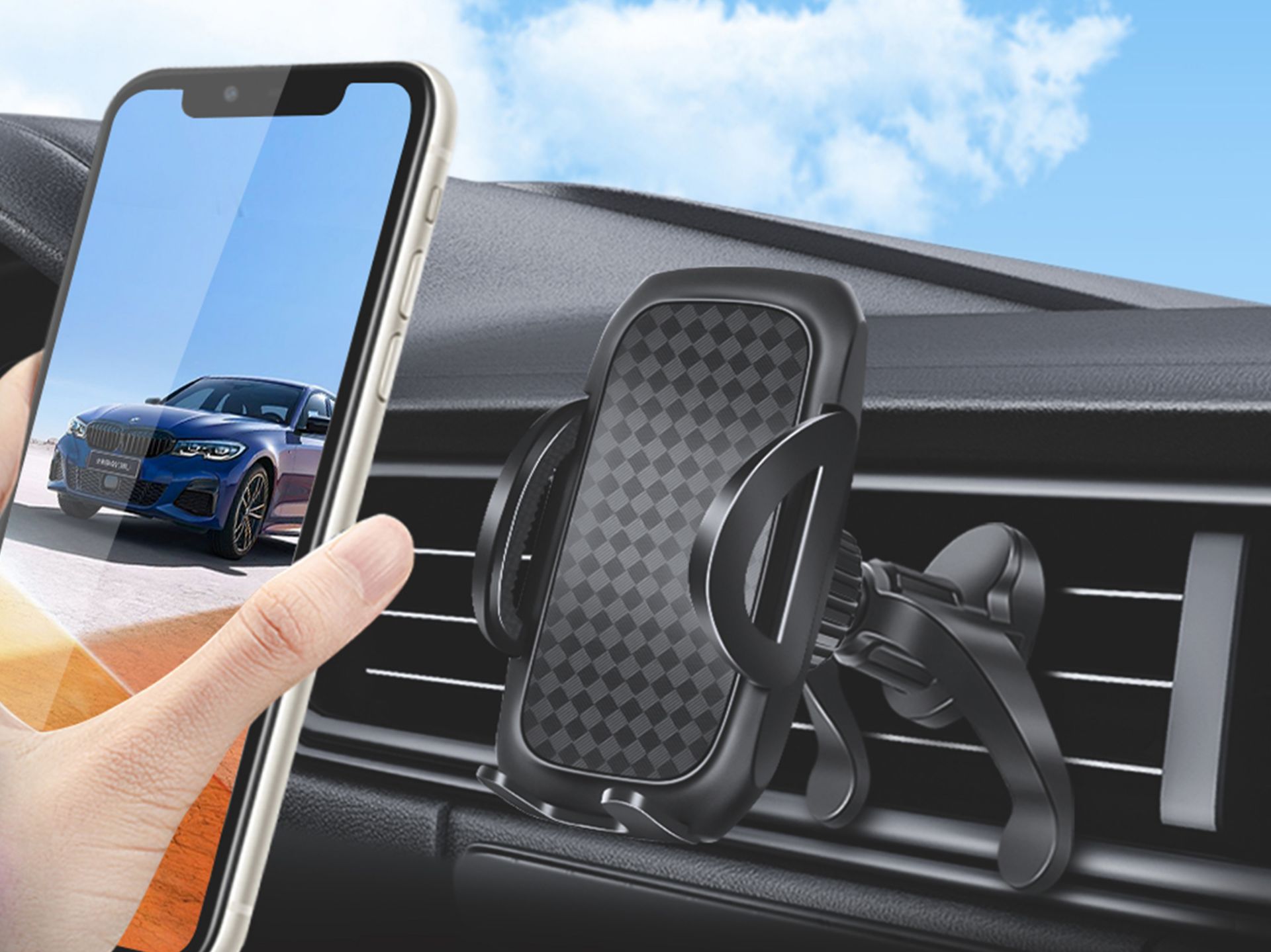 Supporto telefonico universale per griglia dell'aria dell'auto nero Supporto telefonico universale per griglia dell'aria dell'auto nero