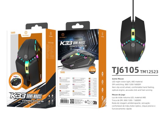 Gaming Mouse 1.5M Black with Light Cable K33 Gaming Mouse 1.5M Black with Light Cable K33