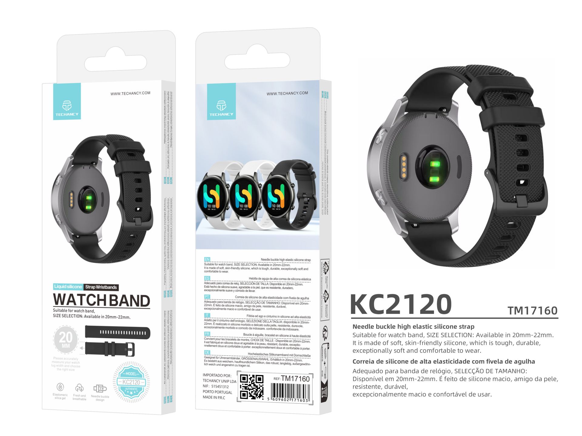 Correia 20 Mm Relogio Inteligente -Silicone Impermeavel Correia, Substituicao Bracelete Compativel C Correia 20 Mm Relogio Inteligente -Silicone Impermeavel Correia, Substituicao Bracelete Compativel C