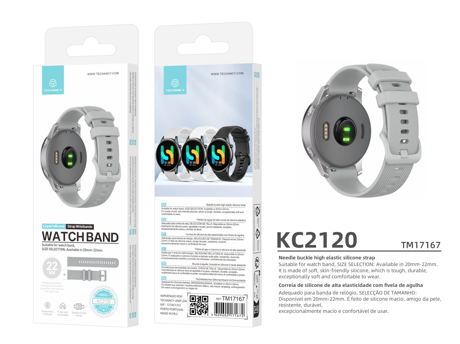 Cinturino 22 mm Watch Smart - Cinturino in silicone impermeabile, cinturino di ricambio compatibile Cinturino 22 mm Watch Smart - Cinturino in silicone impermeabile, cinturino di ricambio compatibile