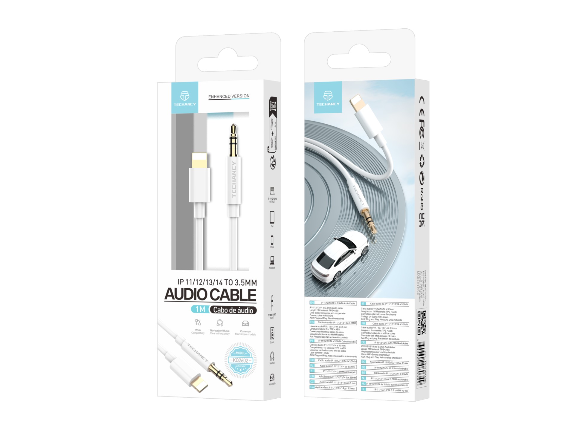 Cavo ausiliario per Iphone, cavo autoradio da Lightning a Jack 3,5, compatibile con Iphone 14/14 Plu Cavo ausiliario per Iphone, cavo autoradio da Lightning a Jack 3,5, compatibile con Iphone 14/14 Plu