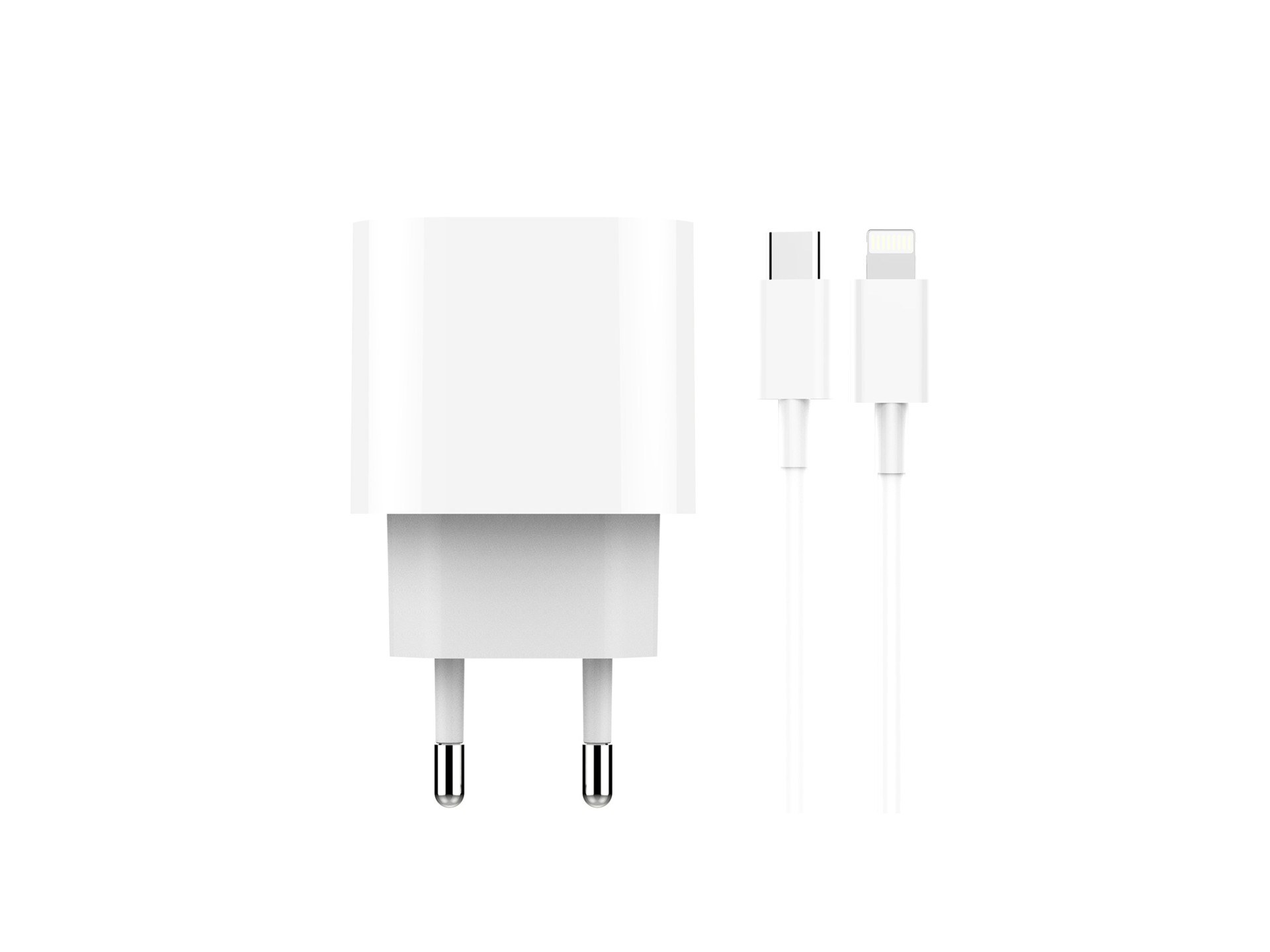 Cargador Rápido Pd 18W + Cable Ip Pd 1M Blanco Cargador Rápido Pd 18W + Cable Ip Pd 1M Blanco