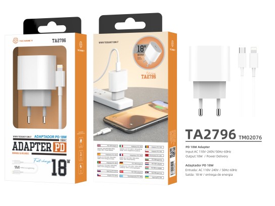 Cargador Rápido Pd 18W + Cable Ip Pd 1M Blanco Cargador Rápido Pd 18W + Cable Ip Pd 1M Blanco