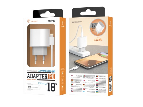 Cargador Rápido Pd 18W + Cable Ip Pd 1M Blanco Cargador Rápido Pd 18W + Cable Ip Pd 1M Blanco
