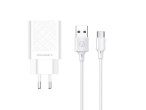 Charger With Usb-Type C Cable 2.4A 1M 2Usb White