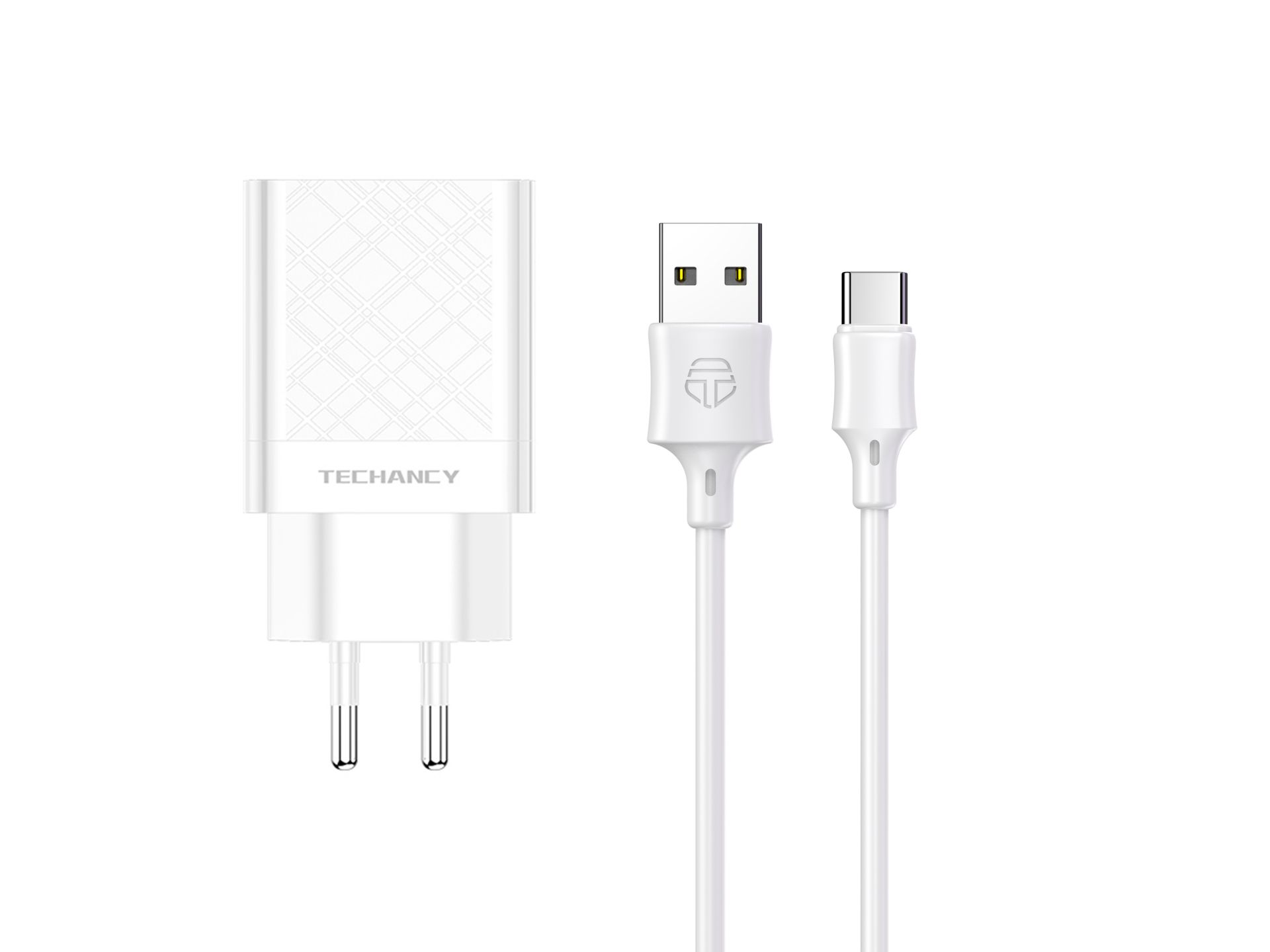 Ladegerät mit Usb-Typ C Kabel 2.4A 1M 2Usb Weiß Ladegerät mit Usb-Typ C Kabel 2.4A 1M 2Usb Weiß